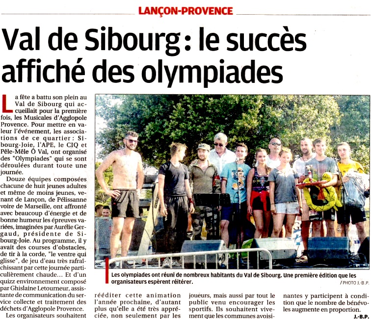 Article La Provence Olympiades Sibourg Juin 15 V2